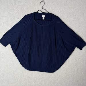 Chicos Sweater Womens 2 L Dolman Sleeve Knit Oversized Cozy Neutral Relaxed